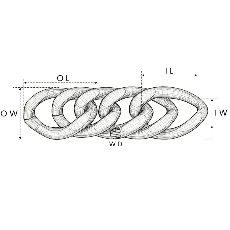 2-Side Cut Miami Cuban Chain Structure Sketch
