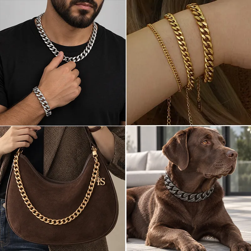 Custom Cuban Chain for Jewelry Bag Pet Hardware Applications