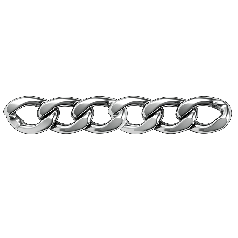 304 stainless steel 8.5mm cuban chain shown in a standardw product view