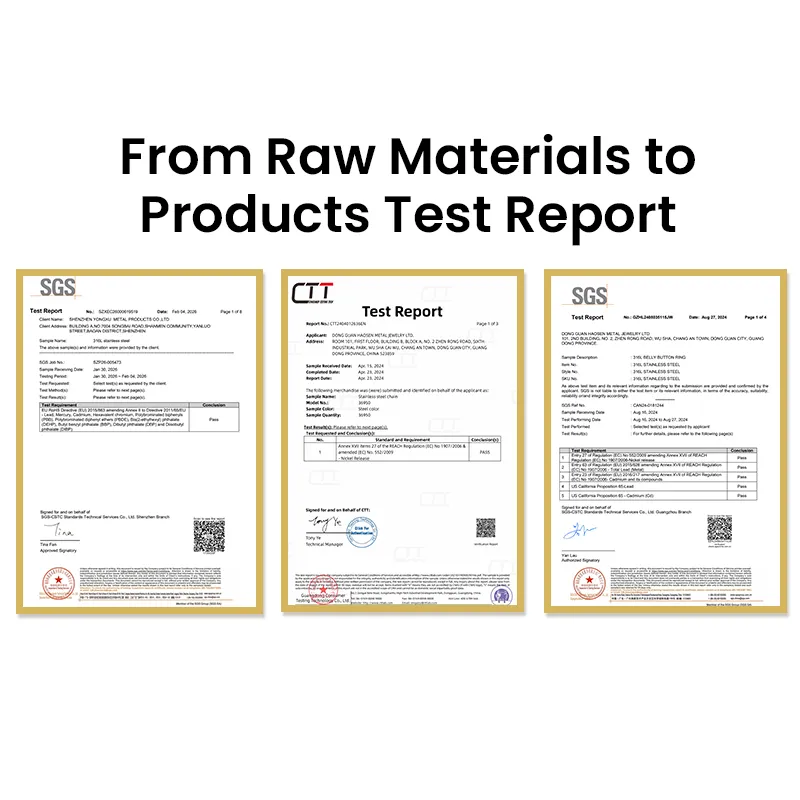 Preview of a chain quality report covering plating thickness and corrosion resistance tests