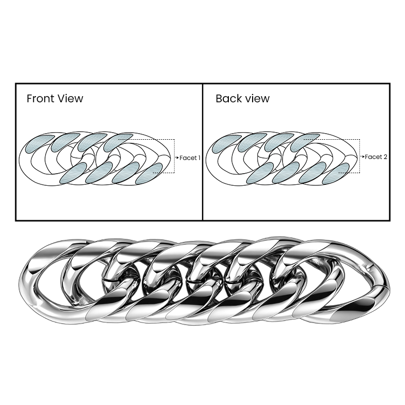 304 stainless steel 8mm miami cuban chain shown in a standardw product view